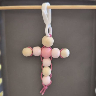 Schlüsselanhänger Holzperlen Kreuz 1