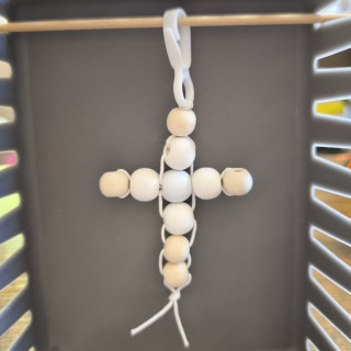 Schlüsselanhänger Holzperlen Kreuz 3