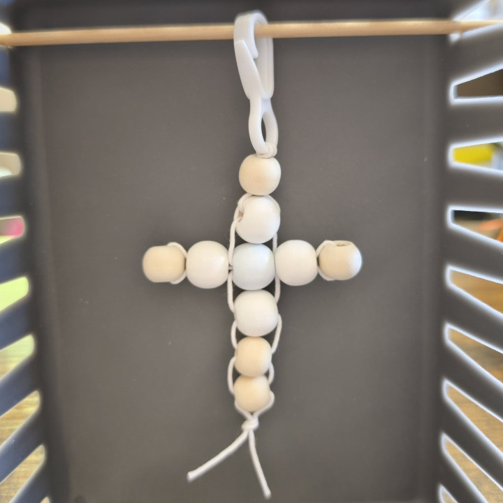 Schlüsselanhänger Holzperlen Kreuz 3
