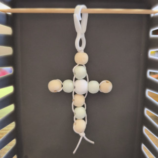 Schlüsselanhänger Holzperlen Kreuz 4