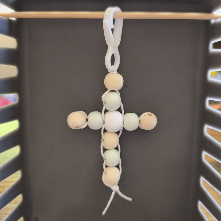 Schlüsselanhänger Holzperlen Kreuz 4