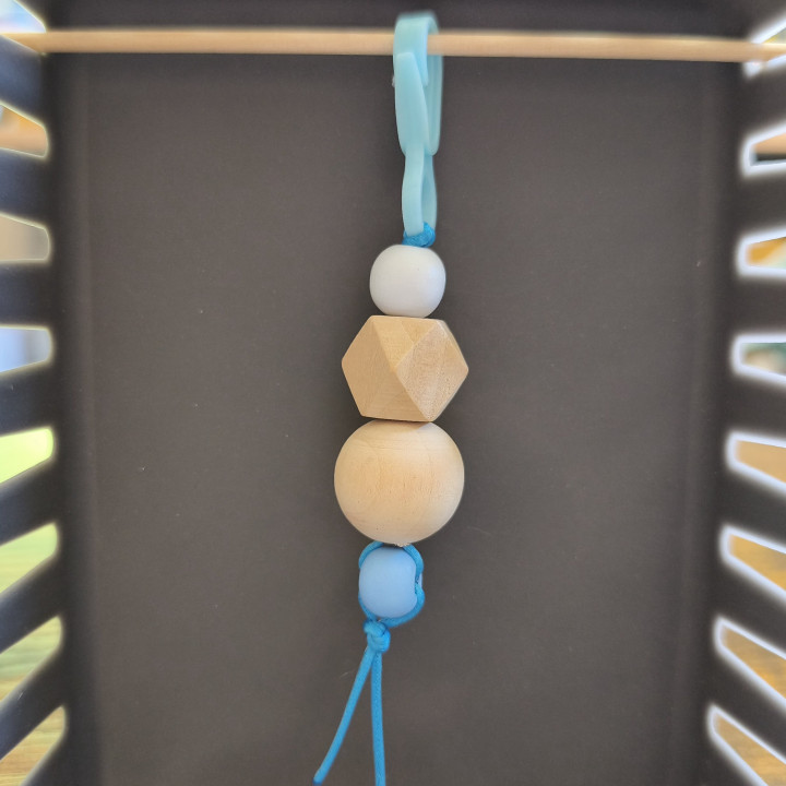 Schlüsselanhänger Holzperlen Blau 9