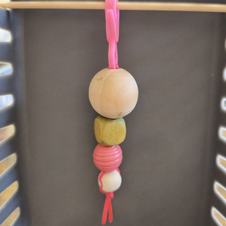 Schlüsselanhänger Holzperlen Pink 1