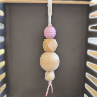 Schlüsselanhänger Holzperlen Rosa 1