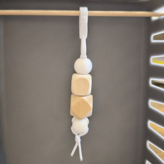 Schlüsselanhänger Holzperlen Weiß 2
