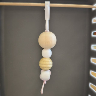 Schlüsselanhänger Holzperlen Weiß 3