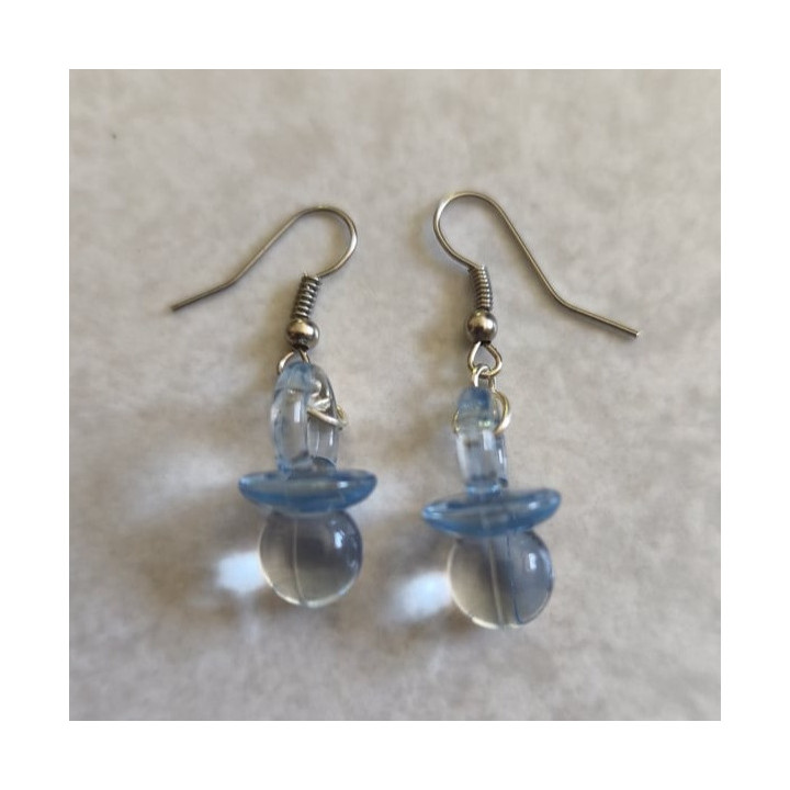 Ohrhänger mit Schnullern Transparent Blau
