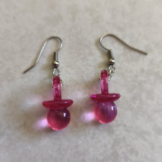 Ohrhänger mit Schnullern Transparent Pink