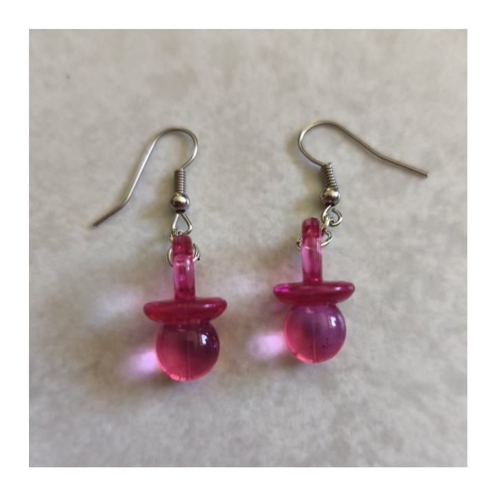 Ohrhänger mit Schnullern Transparent Pink