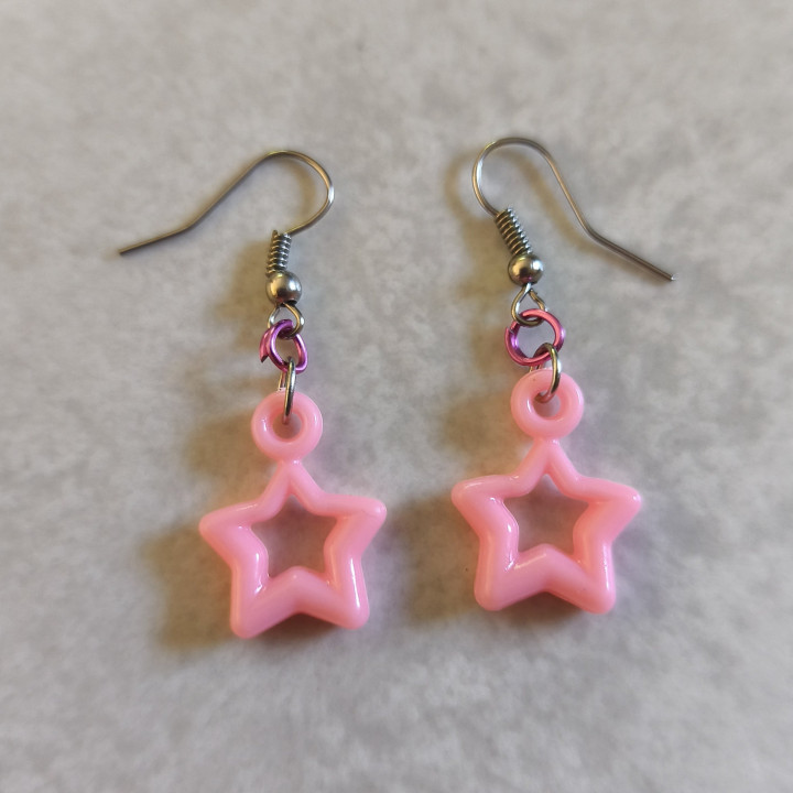 Ohrhänger mit Stern-Anhängern Rosa