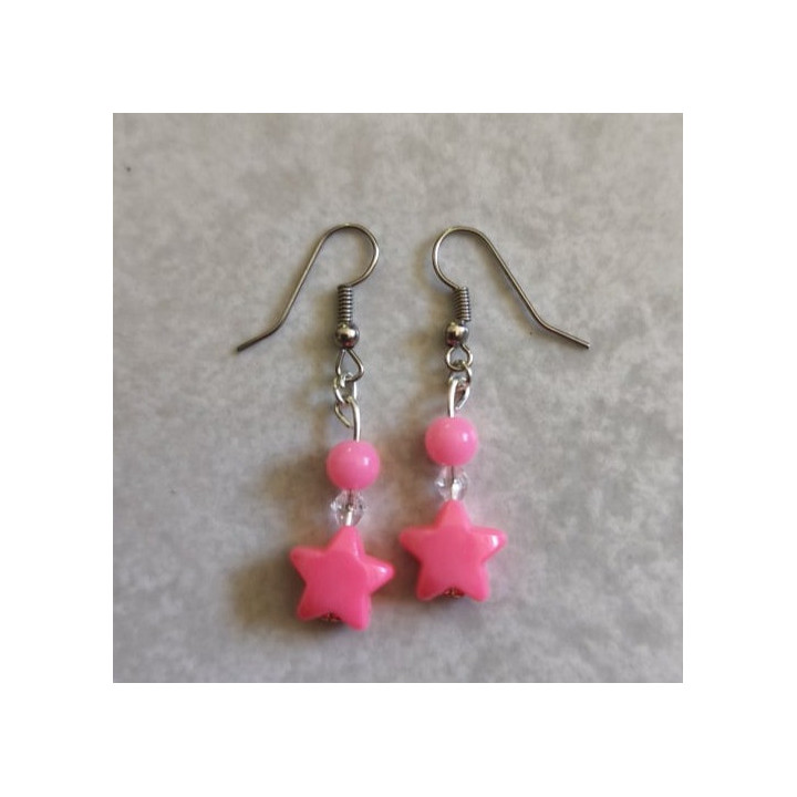 Ohrhänger mit Sternen Pink
