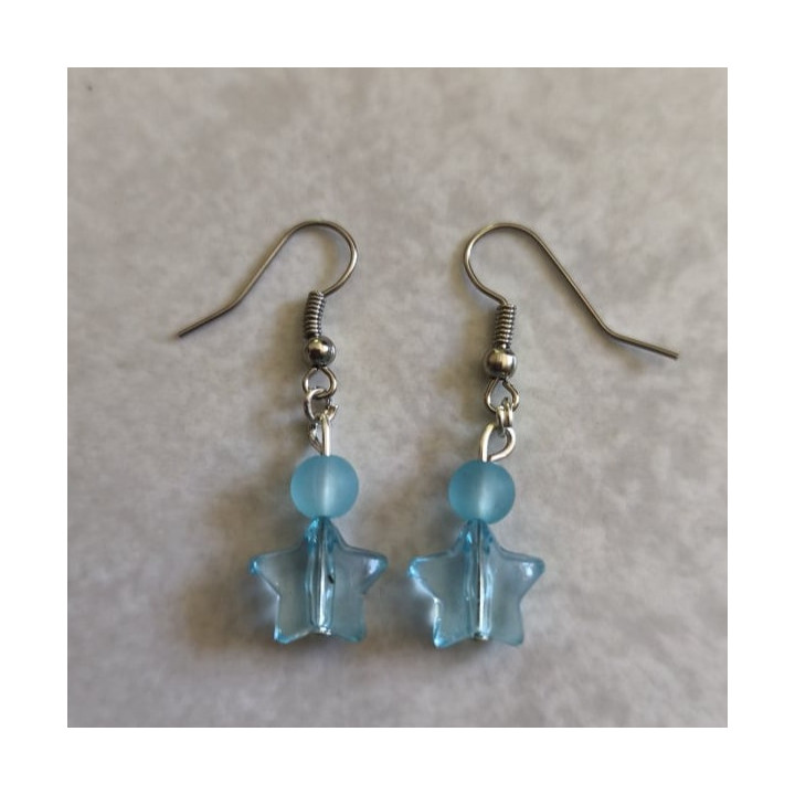 Ohrhänger mit Sternen Transparent Blau
