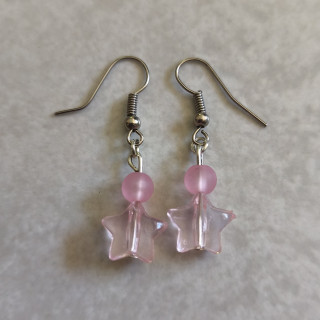 Ohrhänger mit Sternen Transparent Rosa