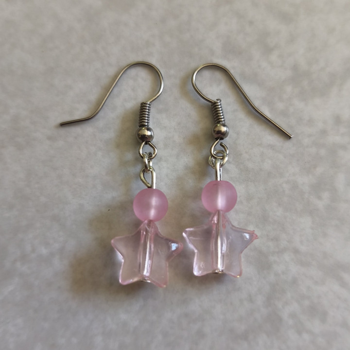 Ohrhänger mit Sternen Transparent Rosa