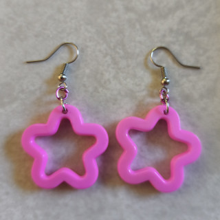 Ohrhänger mit großen Blumen Pink