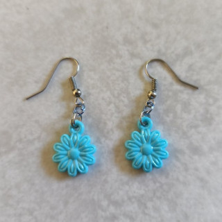 Ohrhänger mit kleinen Blumen Blau