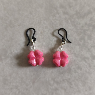 Modeschmuck-Ohrhänger für Allergiker geeignet Kleeblatt Pink