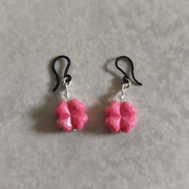 Modeschmuck-Ohrhänger für Allergiker geeignet Kleeblatt Pink