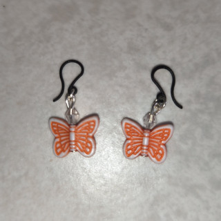 Modeschmuck-Ohrhänger für Allergiker geeignet Schmetterling Weiß-Orange