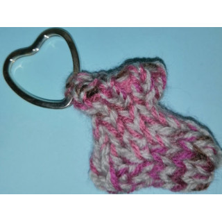 Schlüsselanhänger Socken für Einkaufswagenchip - inkl. Chip Grau + Lila-Pink-Braun