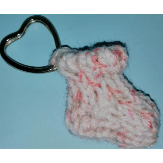 Schlüsselanhänger Socken für Einkaufswagenchip - inkl. Chip Weiß + Rosa