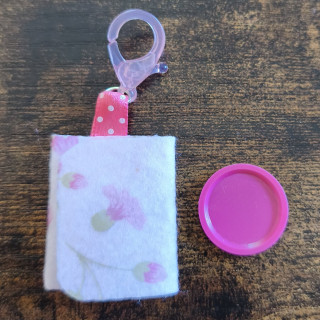 Schlüsselanhänger Filztäschchen für Einkaufswagenchip - inkl. Chip Rosa Floral