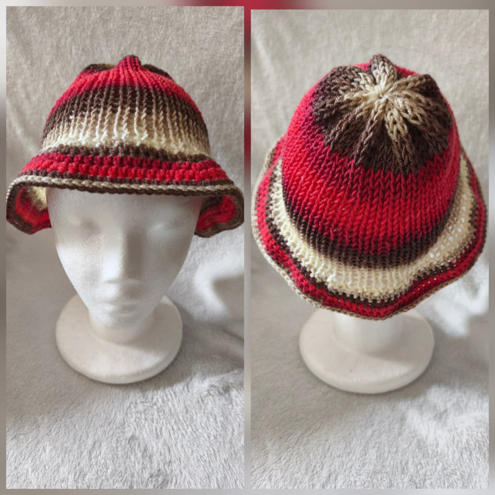 Leichter Sommerhut - gestrickt mit gehäkeltem Rand